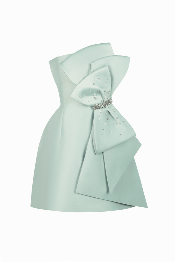 Phoebe Strapless Bow Taffeta Mini Dress - MEAN BLVD