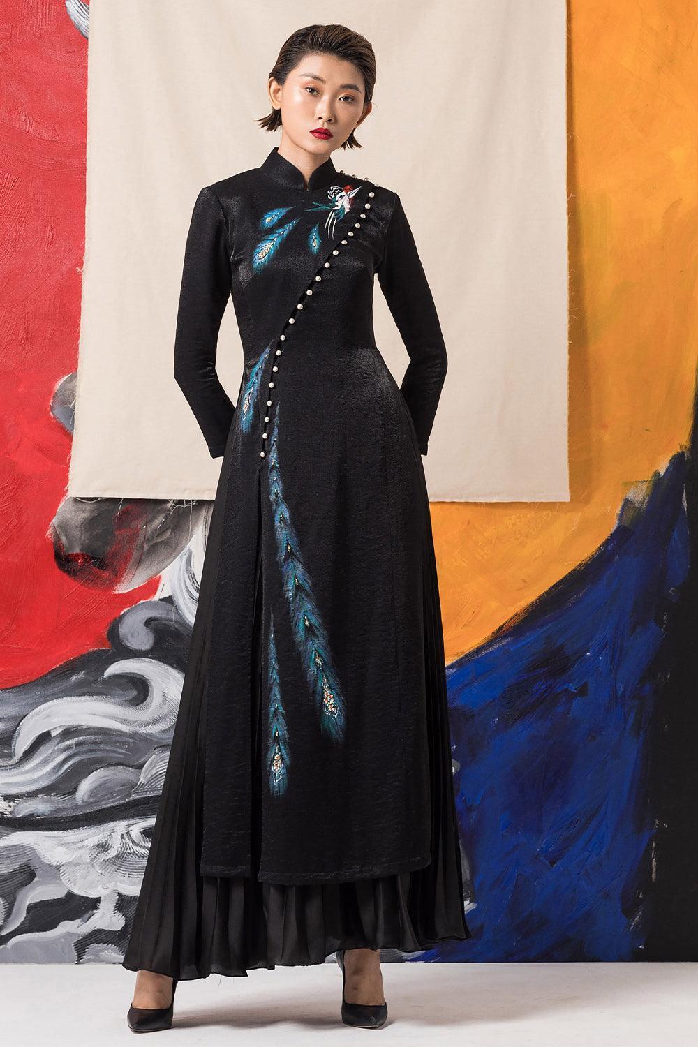 Phoenix Sheath Long Sleeved Viscose Calf Length Ao Dai - MEAN BLVD