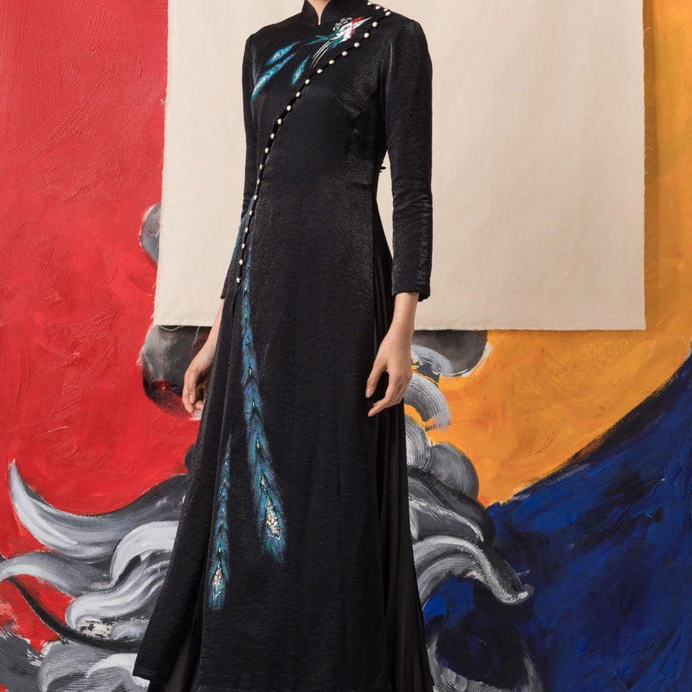 Phoenix Sheath Long Sleeved Viscose Calf Length Ao Dai - MEAN BLVD