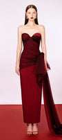 Phoenix Strapless Sweetheart Neck Velvet Ankle Length Dress - MEAN BLVD