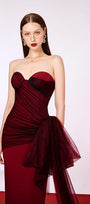 Phoenix Strapless Sweetheart Neck Velvet Ankle Length Dress - MEAN BLVD
