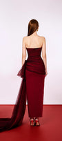 Phoenix Strapless Sweetheart Neck Velvet Ankle Length Dress - MEAN BLVD