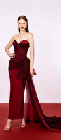Phoenix Strapless Sweetheart Neck Velvet Ankle Length Dress - MEAN BLVD