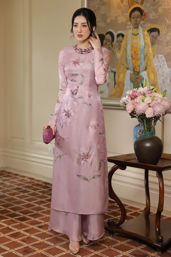 Phyllis Round Neck Ao Dai