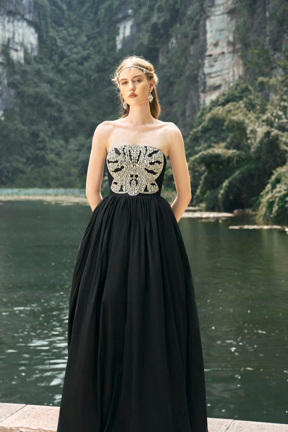 Pilgrim Ball Gown Straight Across Neck Taffeta Floor Length Dress - MEAN BLVD