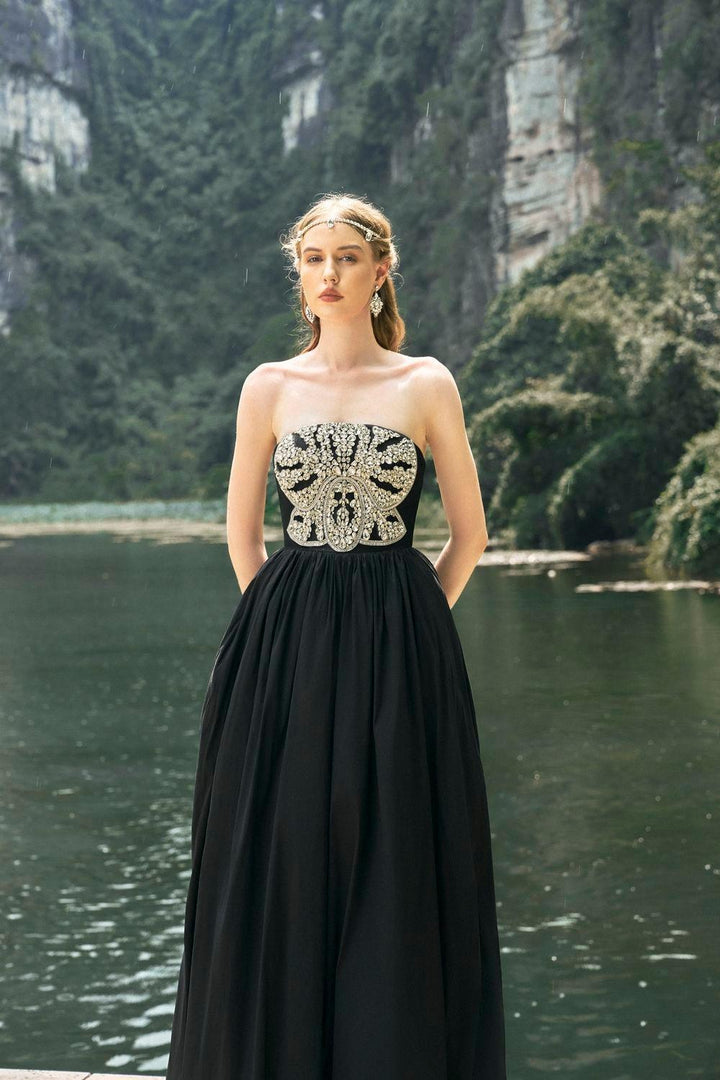 Pilgrim Ball Gown Straight Across Neck Taffeta Floor Length Dress - MEAN BLVD