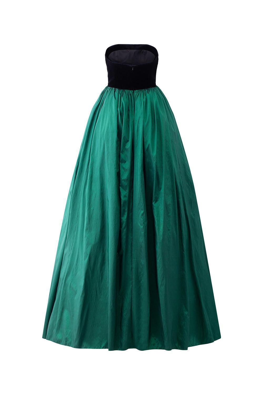 Women's Pilgrim Ball Gown Straight Across Neck Taffeta Floor Length Dress XS/S/M/L/XL/XXL/Green/Black/MEAN BLVD Women's Pilgrim Ball Gown Straight Across Neck Taffeta Floor Length Dress XS/S/M/L/XL/XXL/Green/Black/MEAN BLVD