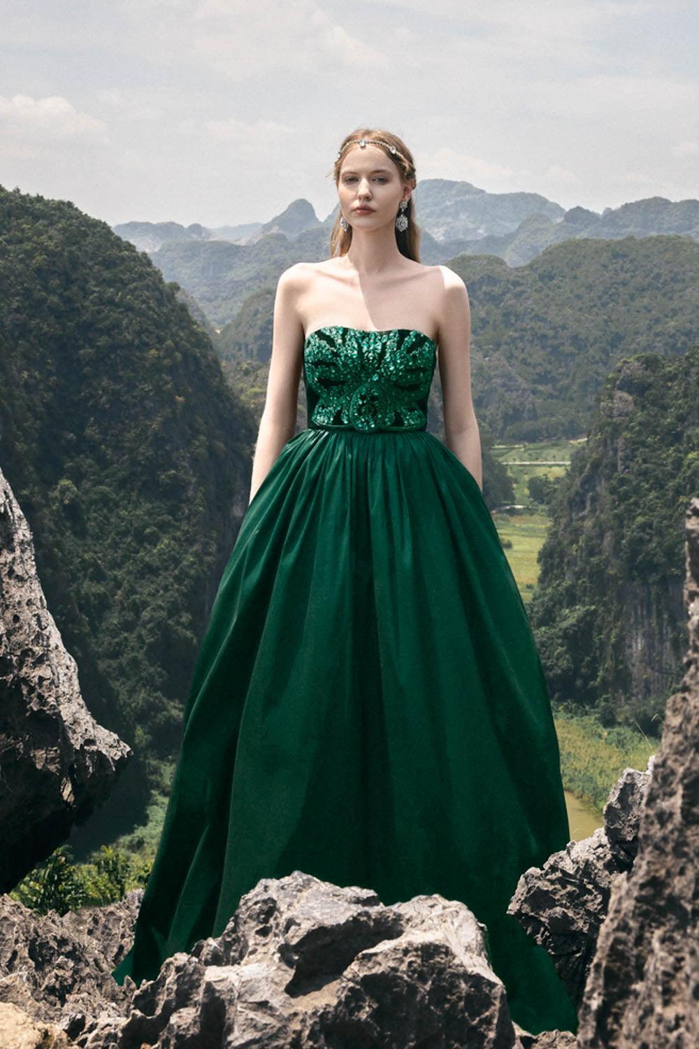 Pilgrim Ball Gown Straight Across Neck Taffeta Floor Length Dress - MEAN BLVD