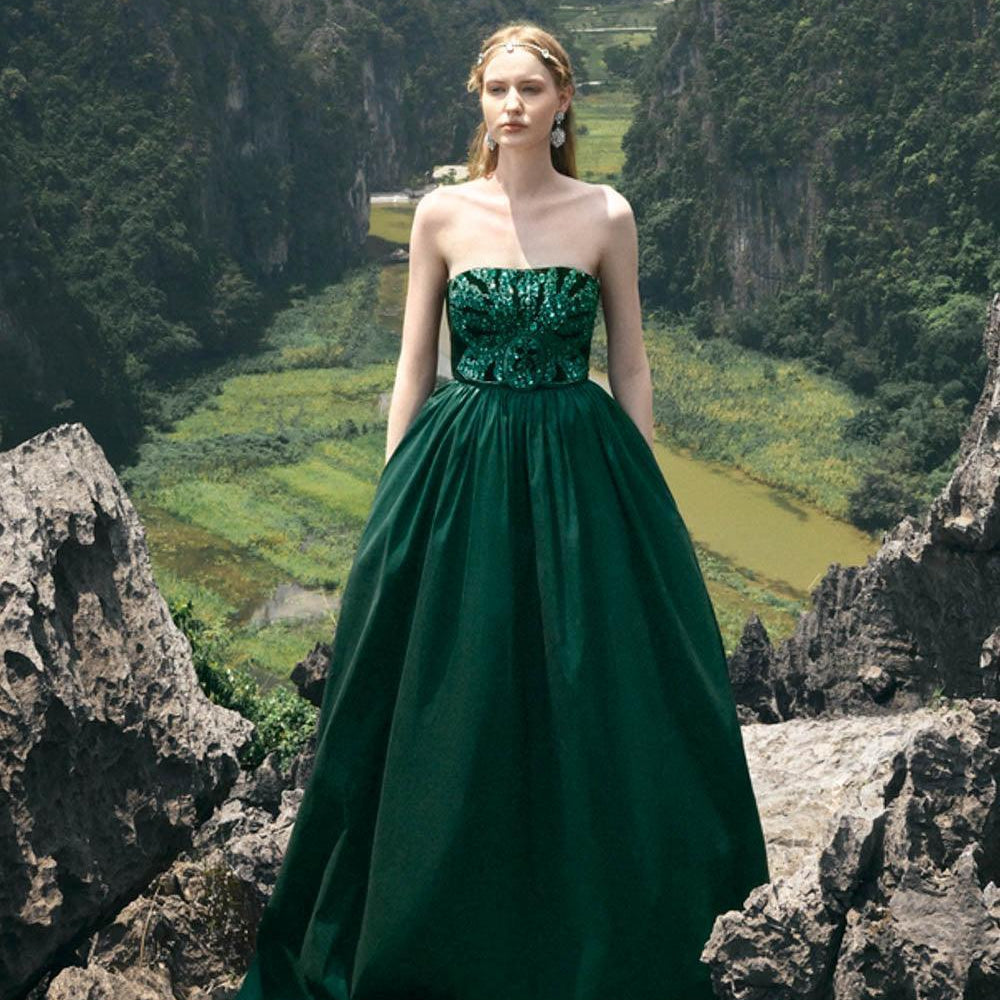 Pilgrim Ball Gown Straight Across Neck Taffeta Floor Length Dress - MEAN BLVD