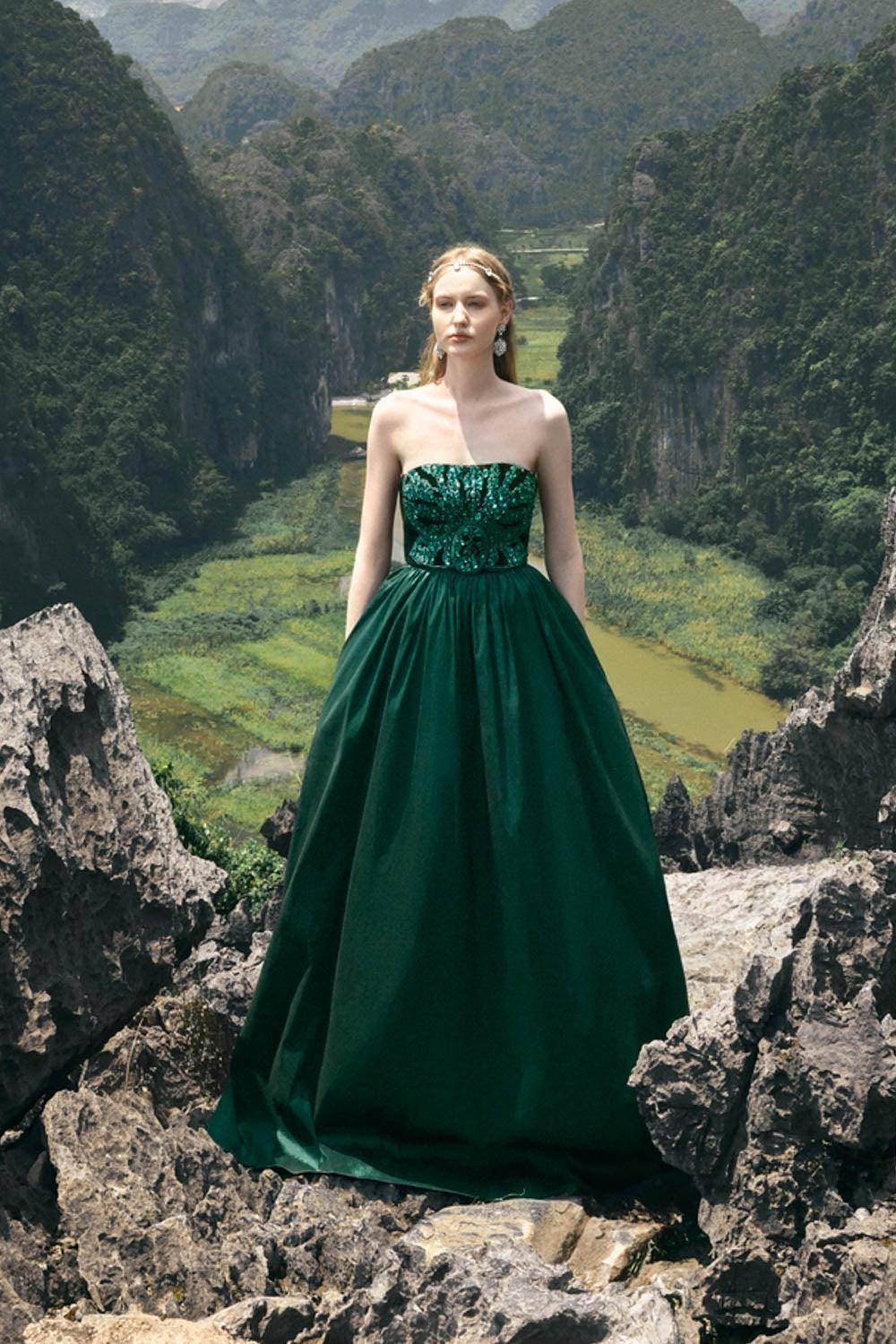 Pilgrim Ball Gown Straight Across Neck Taffeta Floor Length Dress - MEAN BLVD