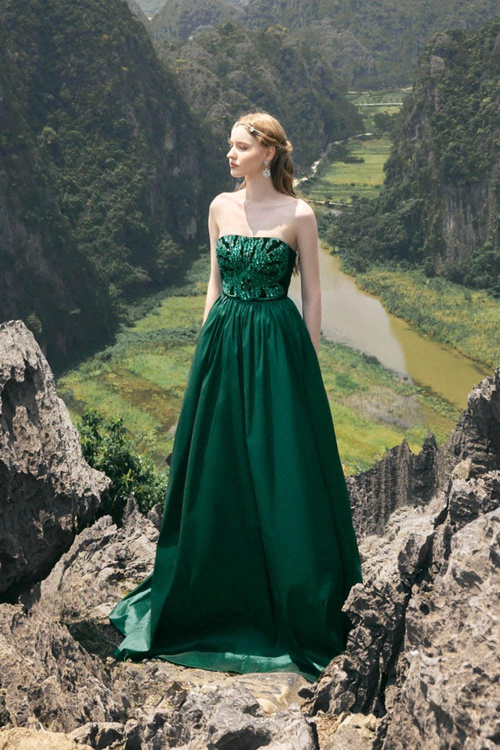 Pilgrim Ball Gown Straight Across Neck Taffeta Floor Length Dress - MEAN BLVD