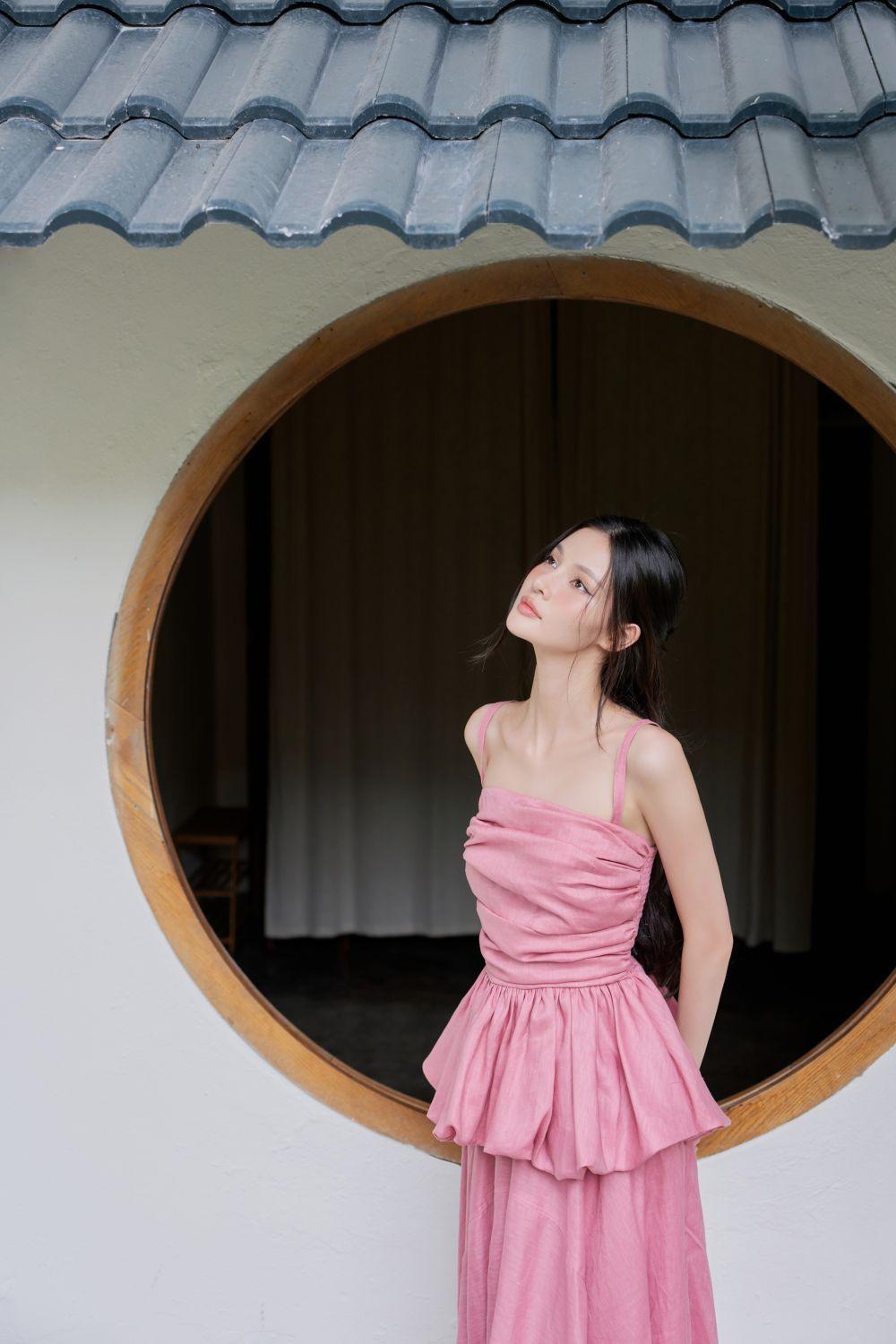 Pine Balloon Draped Linen Midi Skirt - MEAN BLVD