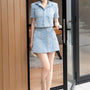 Piper Cropped Collared Neck Denim Top - MEAN BLVD