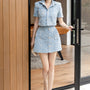 Piper Cropped Collared Neck Denim Top - MEAN BLVD