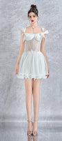 Pixie A-line Layered Mesh Silk Mini Dress - MEAN BLVD