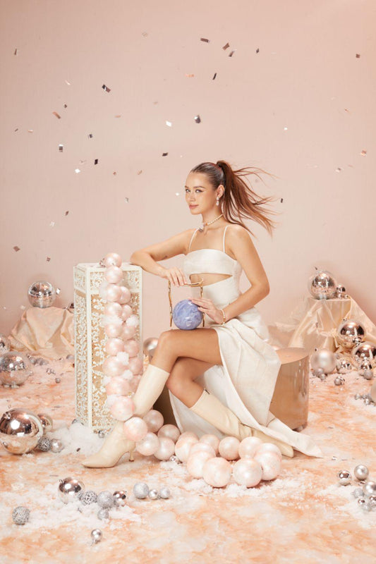 Pixie Slit Spaghetti Strap Brocade Floor Length Dress - MEAN BLVD