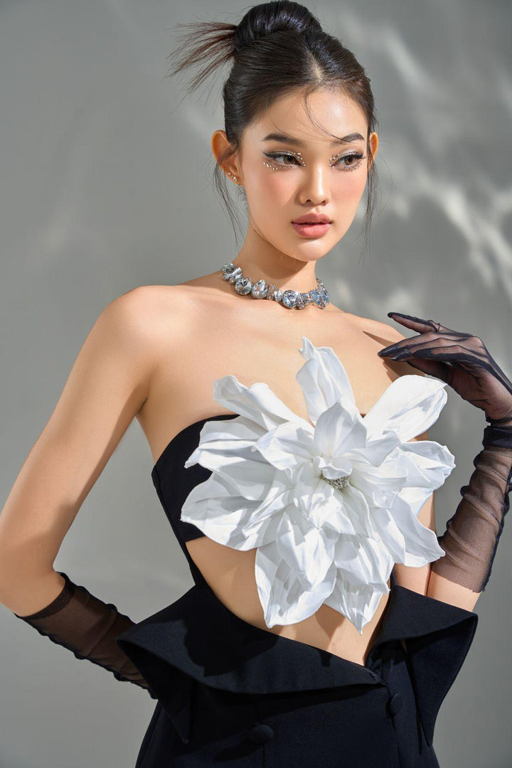 Plante Mermaid Flower Applique Cotton Polyester Maxi Dress - MEAN BLVD