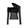 Platine Bodycon Asymmetric Neck Tulle Top - MEAN BLVD