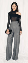 Platine Bodycon Asymmetric Neck Tulle Top - MEAN BLVD