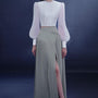 Plushara Slit Pleated Khaki Floor Length Skirt - MEAN BLVD