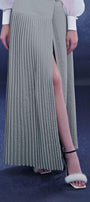 Plushara Slit Pleated Khaki Floor Length Skirt - MEAN BLVD