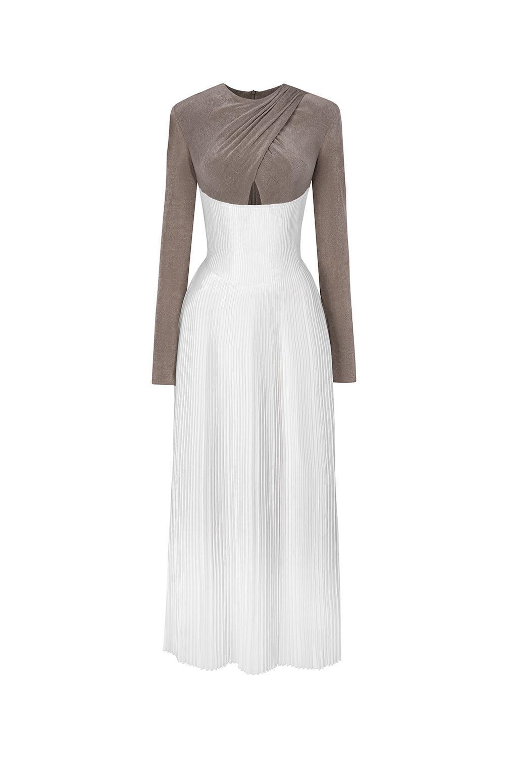 Poise Pleated Crossover Satin Ankle Length Dress - MEAN BLVD