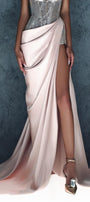 Polaris Slit V-Neck Mesh Silk Floor Length Dress - MEAN BLVD