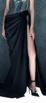 Polaris Slit V-Neck Mesh Silk Floor Length Dress - MEAN BLVD