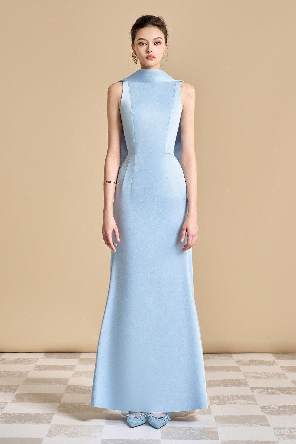 Poppy Trumpet Sleeveless Satin Floor Length Dress - MEAN BLVD