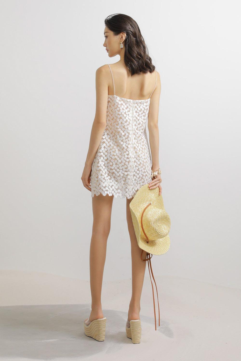 Porter Trapezoid Spaghetti Strap Lace Mini Dress - MEAN BLVD