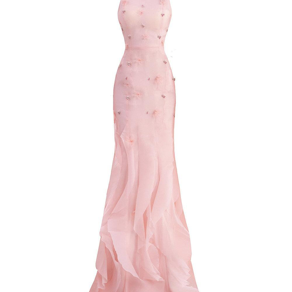 Potter Mermaid Jewel Neck Organza Floor Length Dress - MEAN BLVD