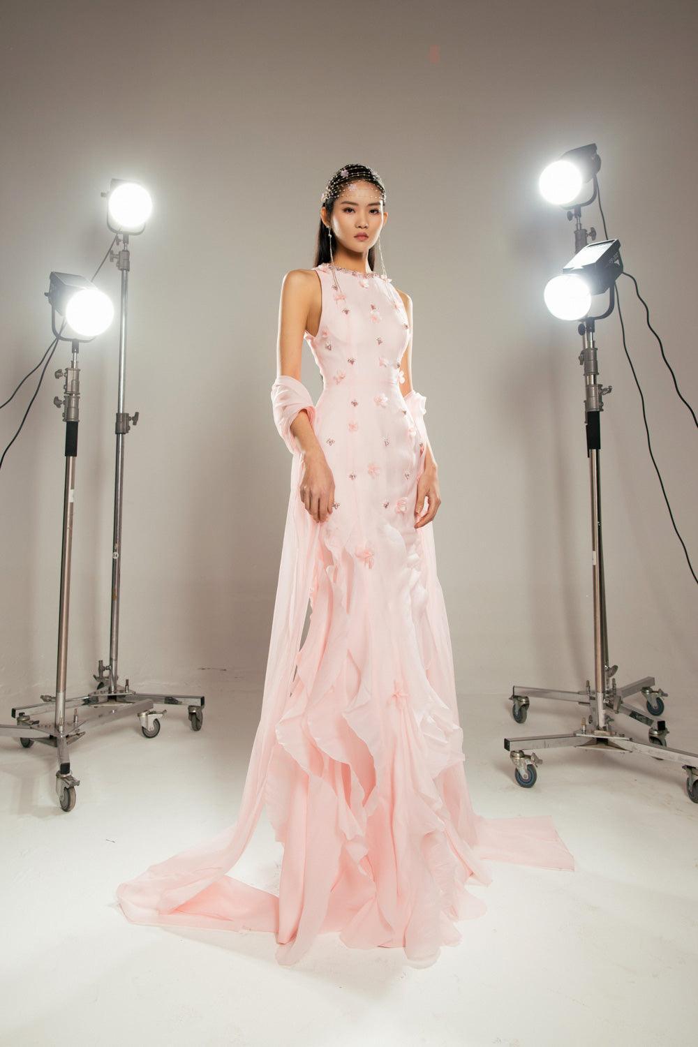 Potter Mermaid Jewel Neck Organza Floor Length Dress - MEAN BLVD