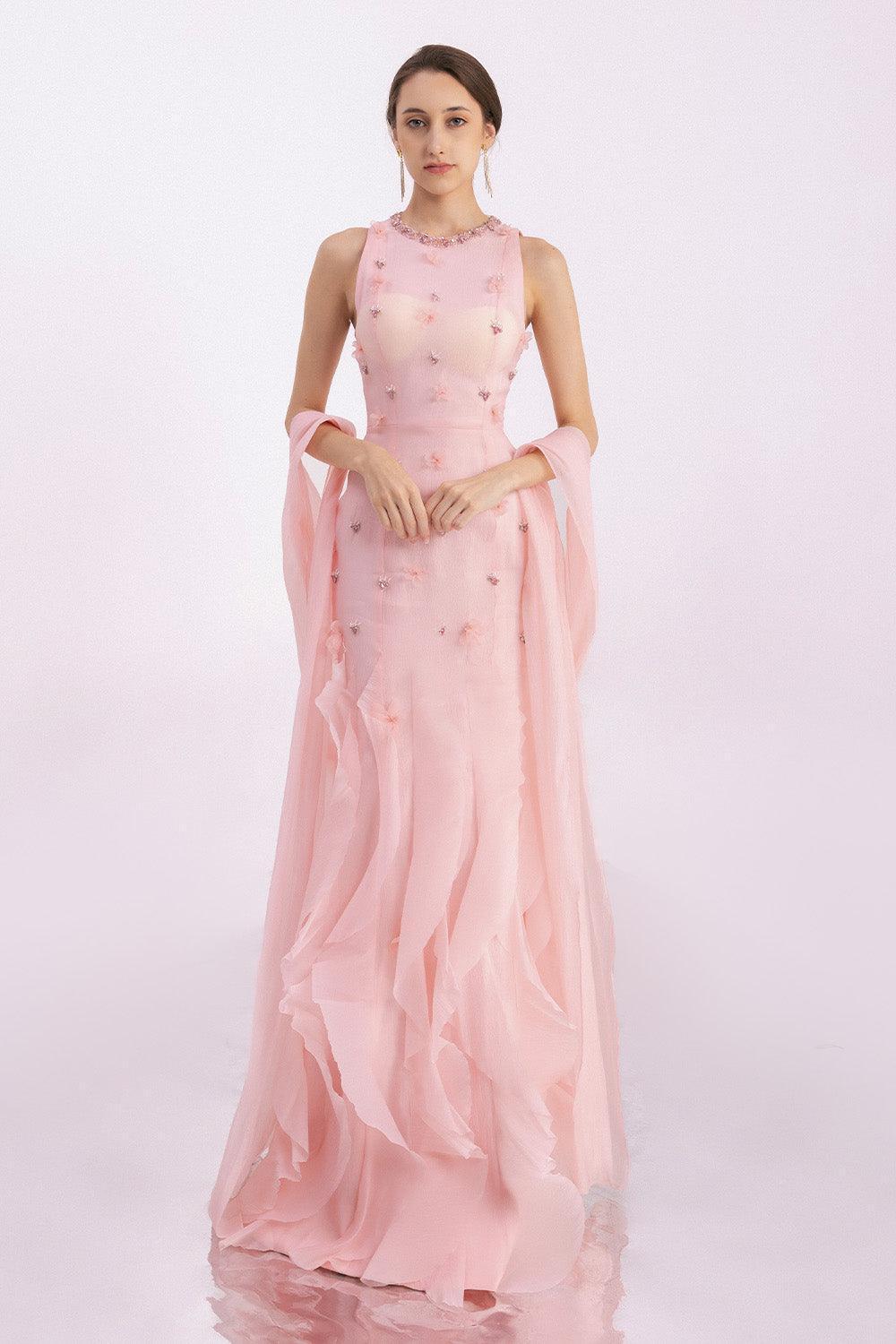 Potter Mermaid Jewel Neck Organza Floor Length Dress - MEAN BLVD