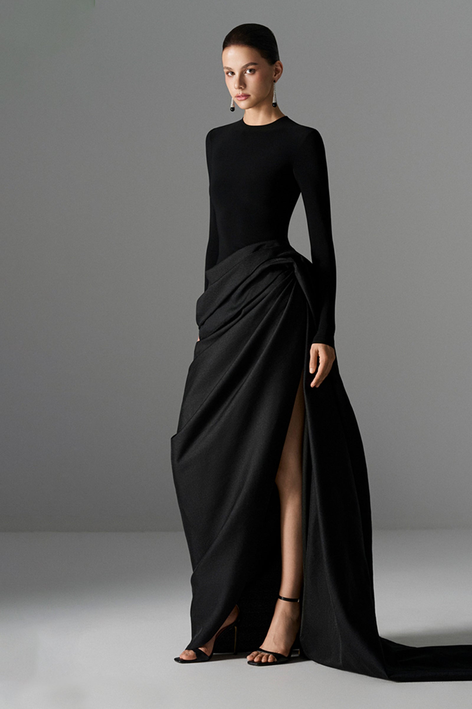 Serpentine Draped Maxi Dress