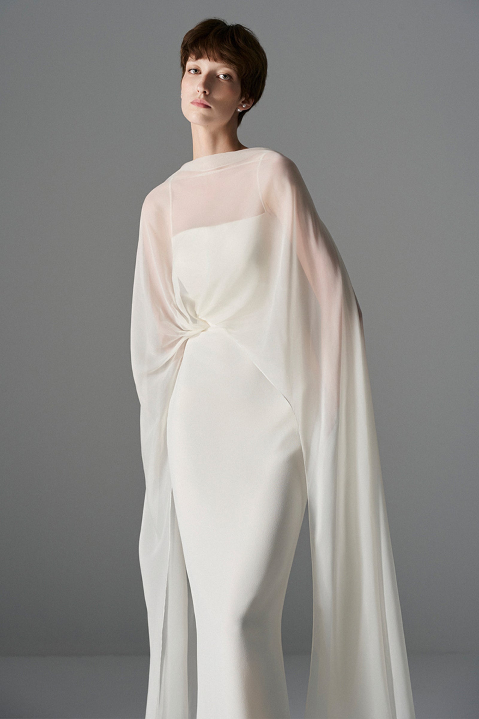 Whisper Cape Sleeve Midi Dress