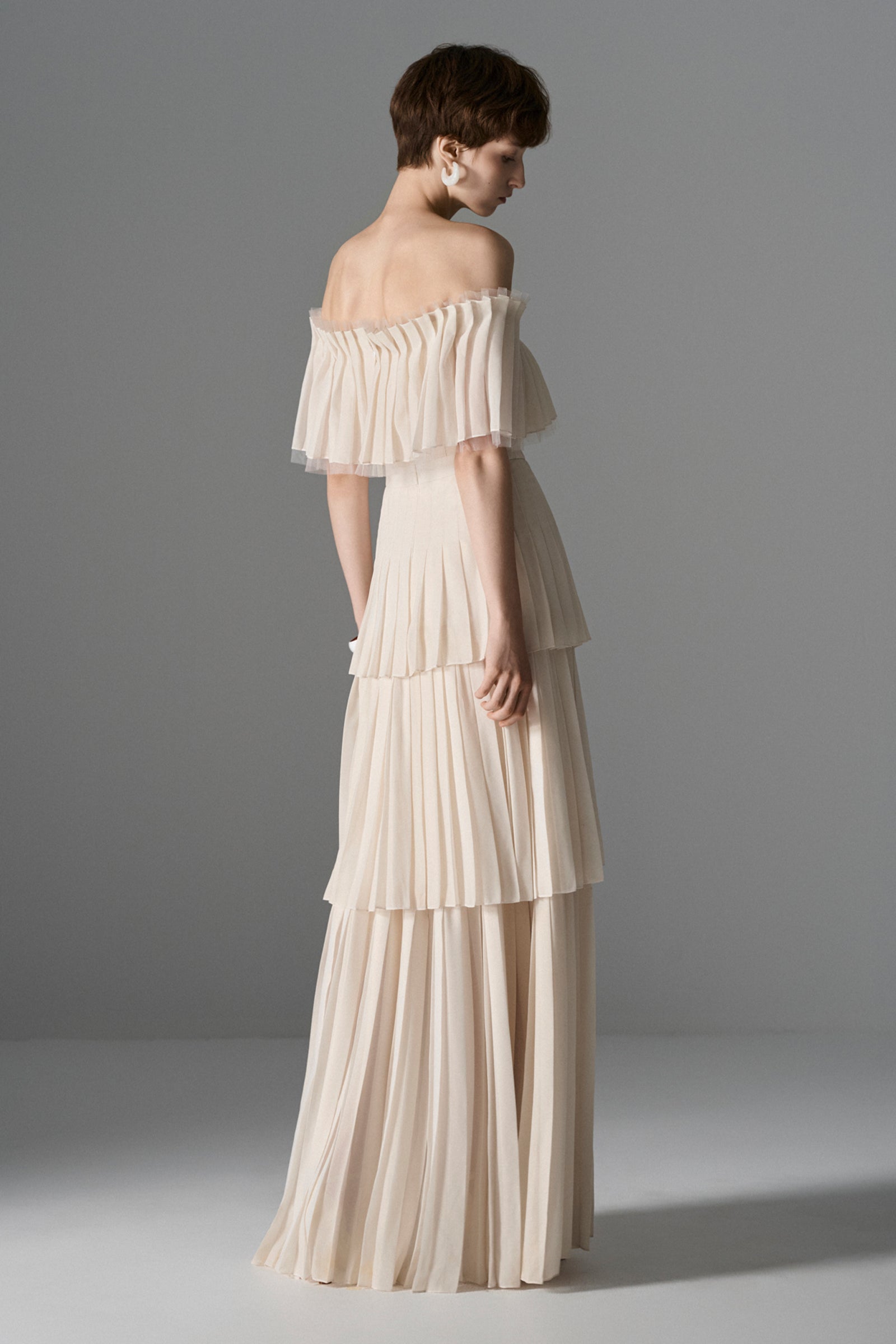 Women's Ethereal Pleated Maxi Dress Cloud Cream Customize MEAN BLVD Women's Ethereal Pleated Maxi Dress Cloud Cream Customize MEAN BLVD