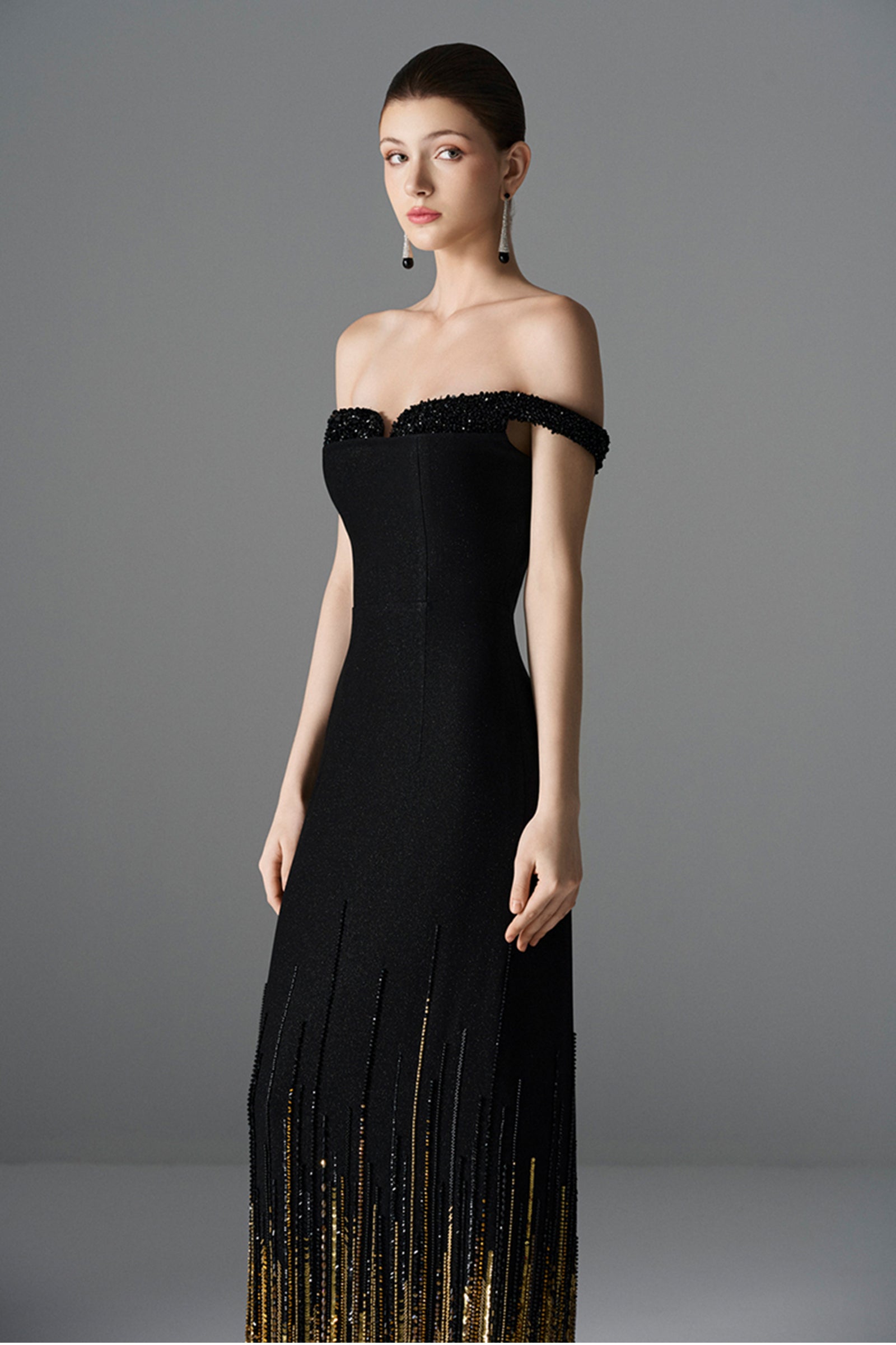 Midnight Off-Shoulder Maxi Dress