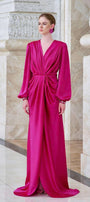 Prelude Slit Bishop Sleeved Satin Floor Length Dress - MEAN BLVD