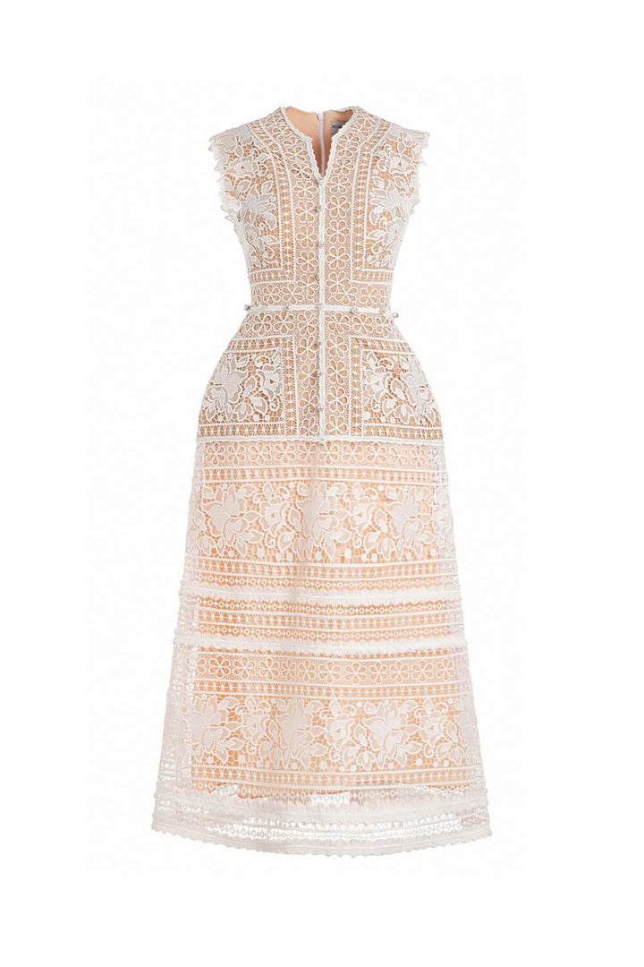 Primrose A-line Sleeveless Silk Lace Midi Dress - MEAN BLVD