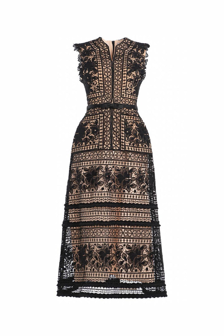 Primrose A-line Sleeveless Silk Lace Midi Dress - MEAN BLVD