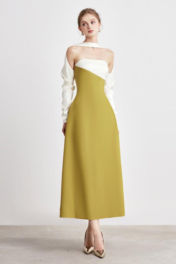 Princesa A-line Long Sleeved Silk Taffeta Midi Dress - MEAN BLVD