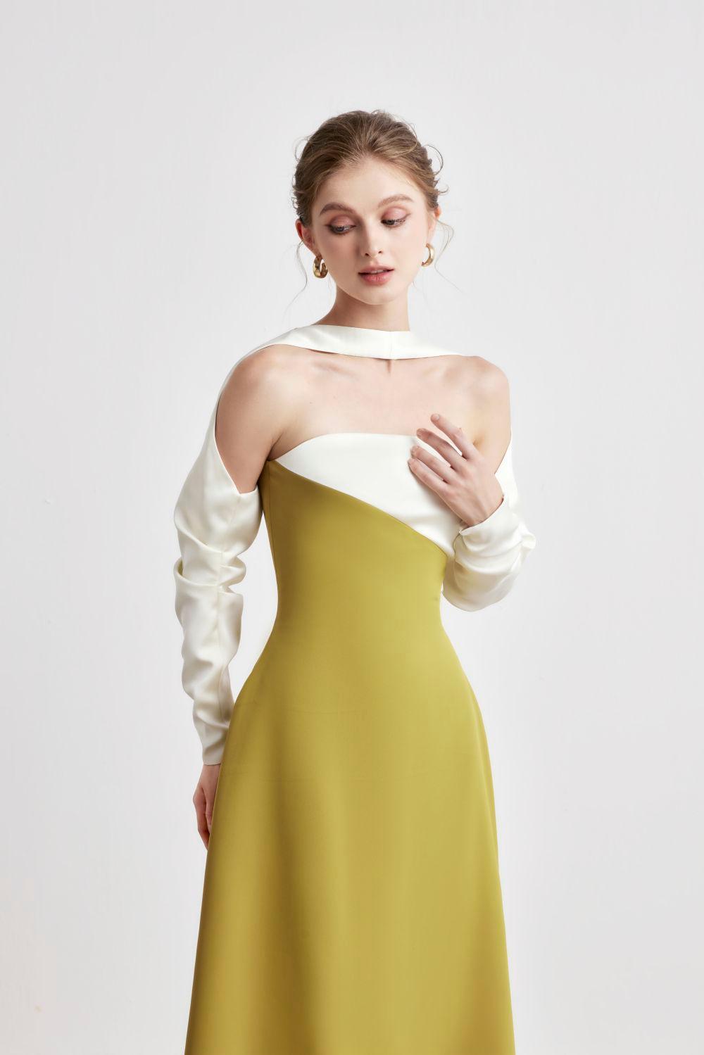 Princesa A-line Long Sleeved Silk Taffeta Midi Dress - MEAN BLVD