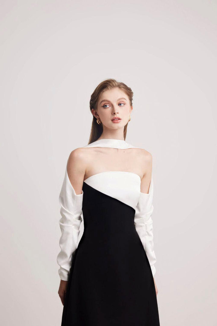 Princesa A-line Long Sleeved Silk Taffeta Midi Dress - MEAN BLVD