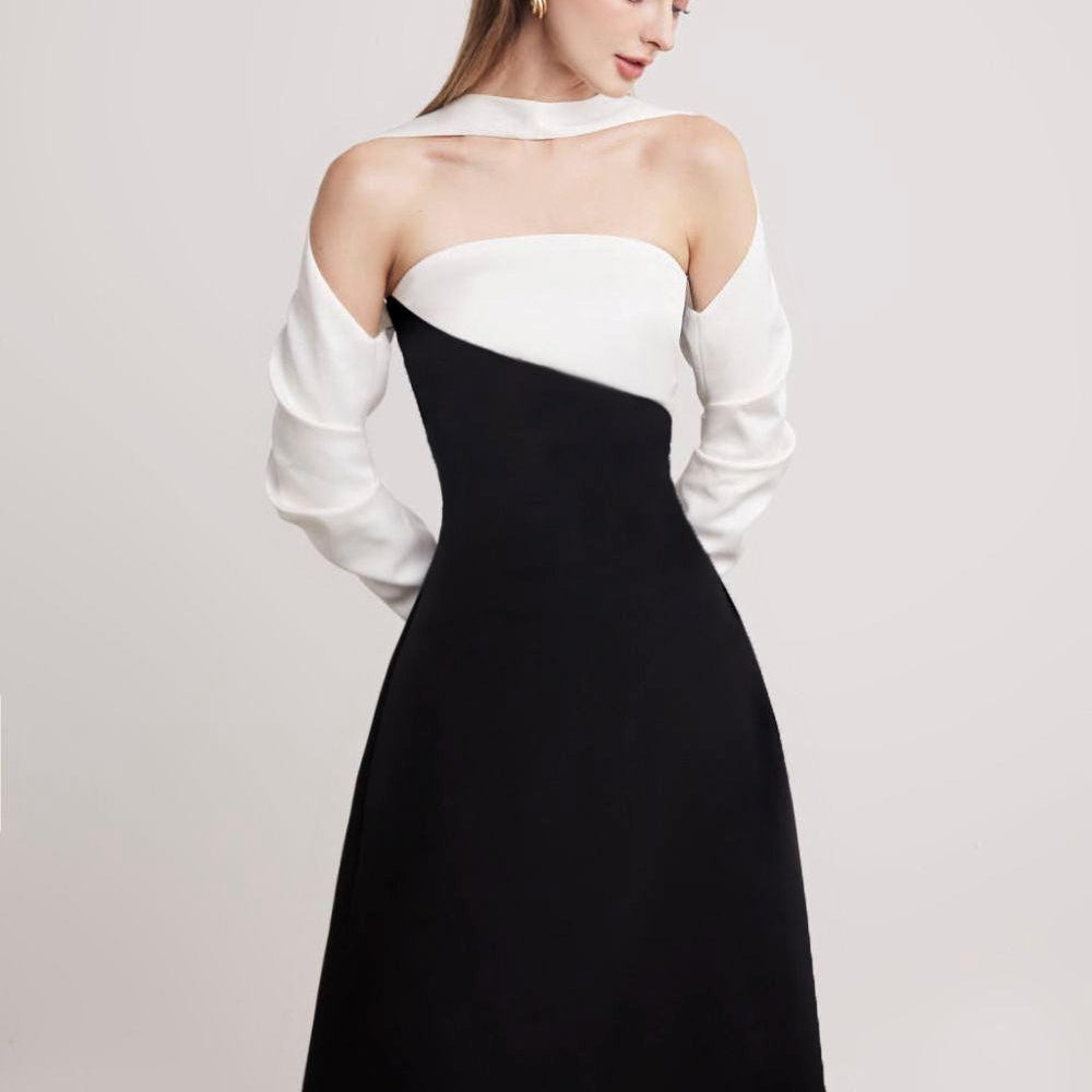 Princesa A-line Long Sleeved Silk Taffeta Midi Dress - MEAN BLVD
