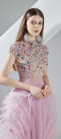 Priscilla Layered Short Sleeved Organza Ankle Length Dress - MEAN BLVD