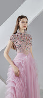 Priscilla Layered Short Sleeved Organza Ankle Length Dress - MEAN BLVD