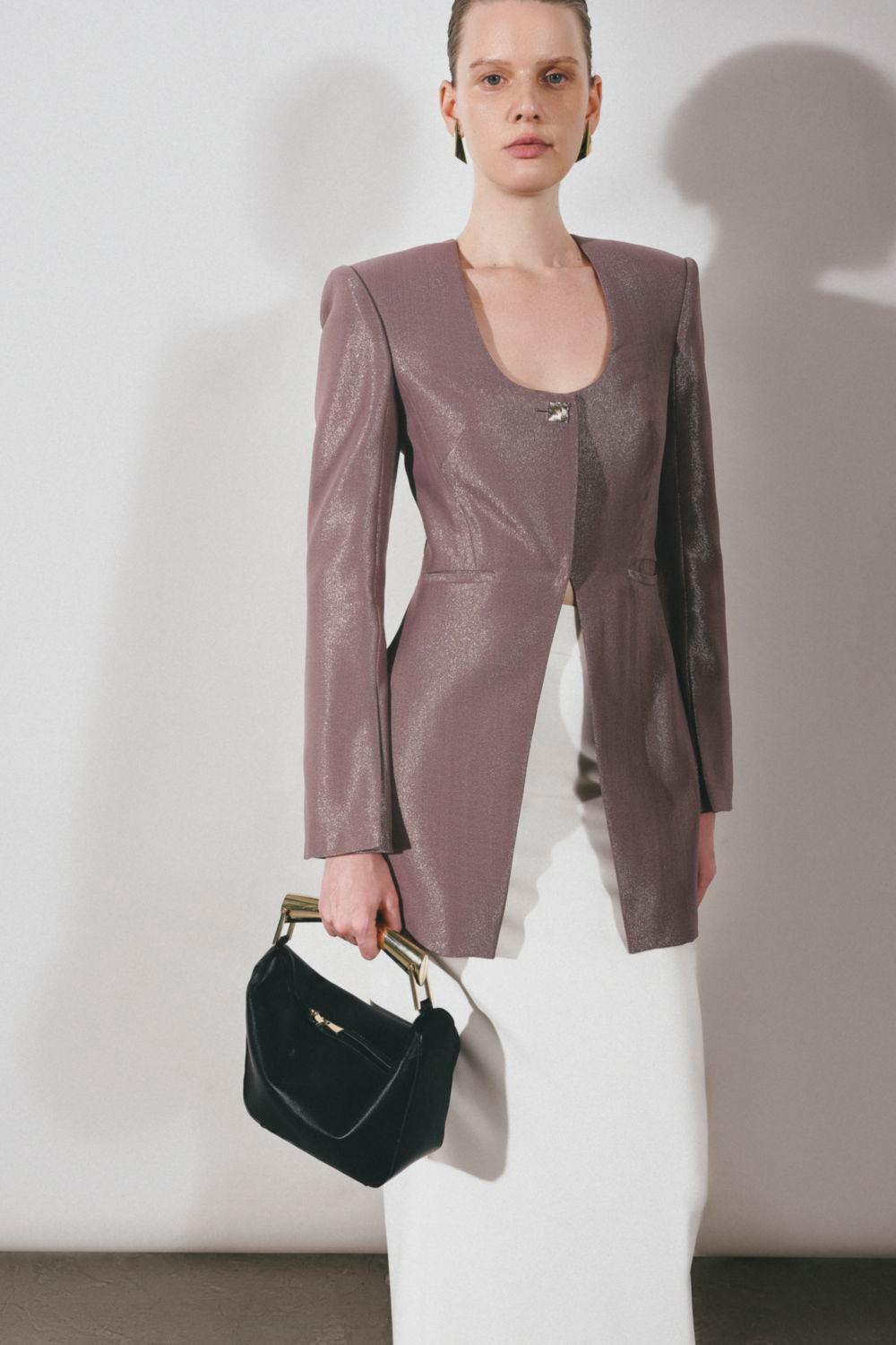 Pristine Sheath Scoop Neck Georgette Blazer - MEAN BLVD