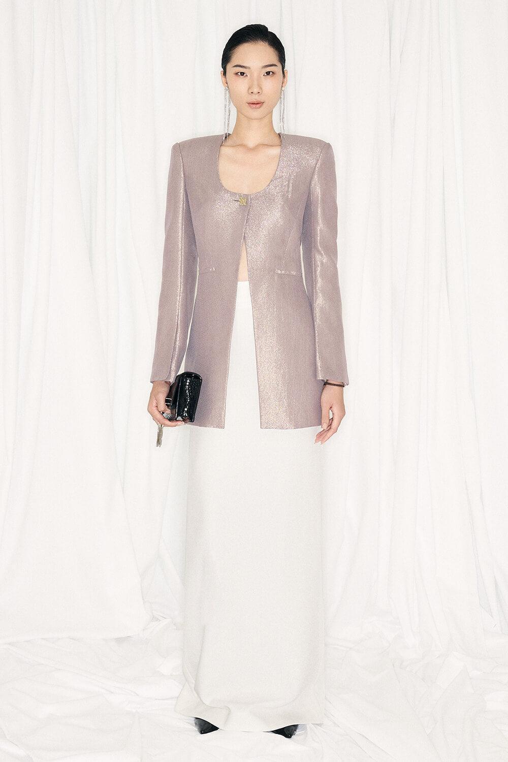 Pristine Sheath Scoop Neck Georgette Blazer - MEAN BLVD