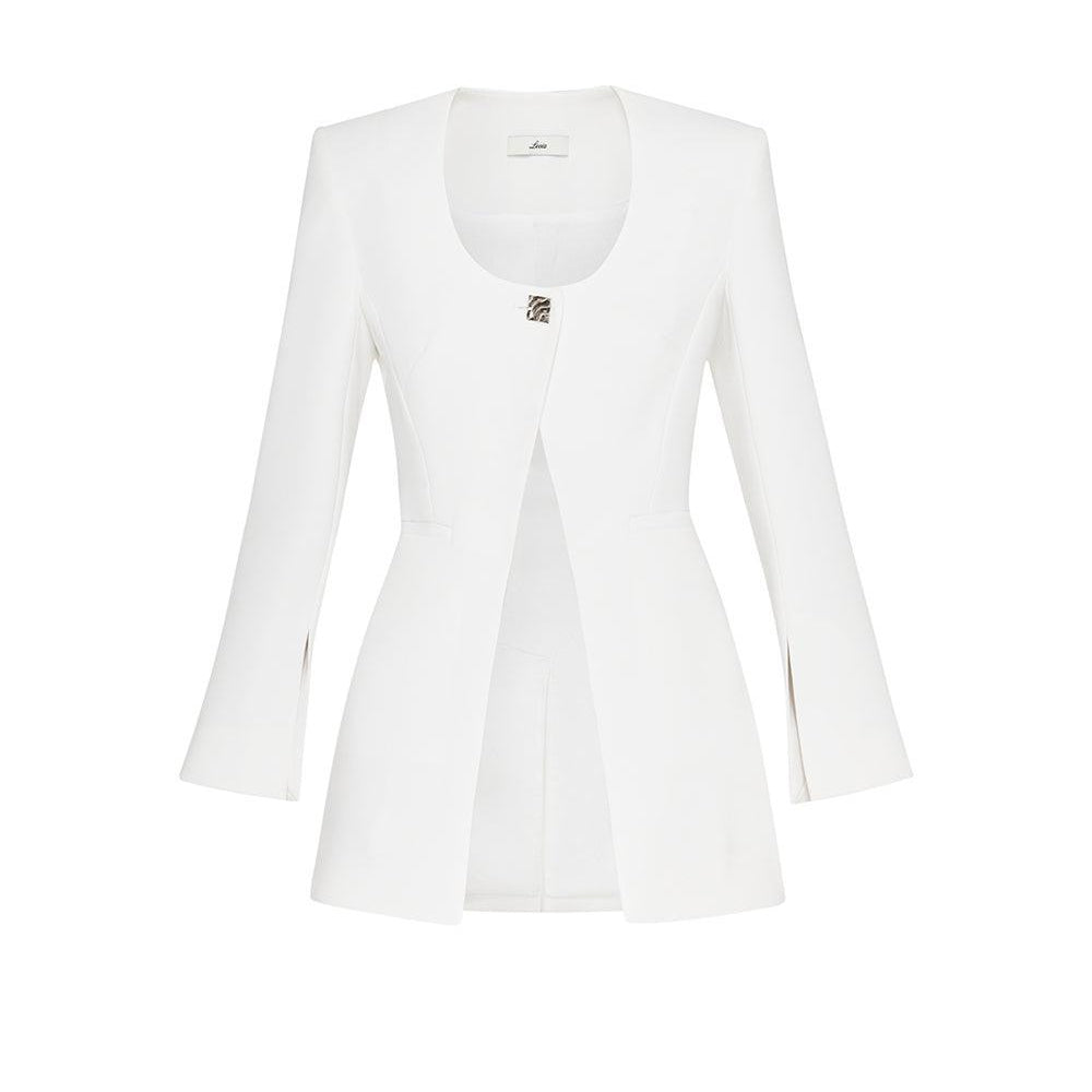 Pristine Sheath Scoop Neck Georgette Blazer - MEAN BLVD