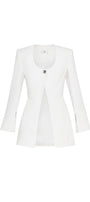 Pristine Sheath Scoop Neck Georgette Blazer - MEAN BLVD